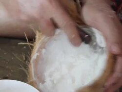 Slicing coconut Stock Footage