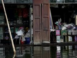 Thailand Flood GV Stock Footage