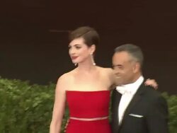 Anne Hathaway - 'Charles James: Beyond Fashion' Costume Institute Gala - Arrivals Stock Footage