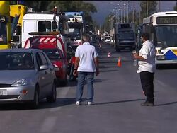 Truckers protest against austerity measures; traffic jams News Clip