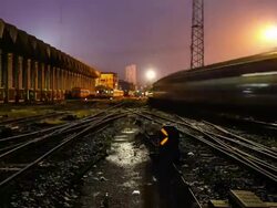 railway junction at twilight,time lapse Stock Footage