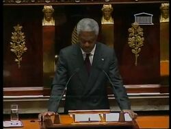 FRANCE: ANNAN ENFORCES APPROVAL OF MILITARY ACTION News Clip