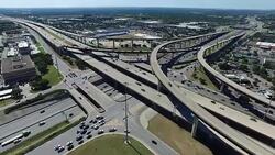 Aerial Looking down at Highways and Interchange in the Austin / Round Rock Texas Freeway System Stock Footage