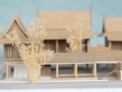 front view thai house style model Stock Footage