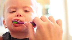 Toddler Teeth Brushing Stock Footage