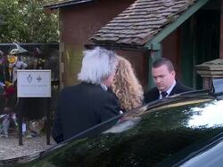 Bill Wyman at Peaches Geldof Funeral at St Mary Magdalene & St Lawrence Church on April 21, 2014 in Faversham, England. Stock Footage