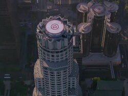 Aerial HA TS CU rooftop Helipad, Library Tower / Downtown Los Angeles, California, United States.  Stock Footage