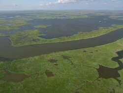 AERIAL WS View of delta gulf side of river / New Orleans, Louisiana, United States Stock Footage
