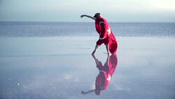 Young ballerina on the water with Turkish Flag Stock Footage