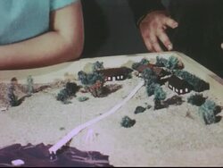 50s teens talk, laugh/ Model campsite/ Volleyball Stock Footage