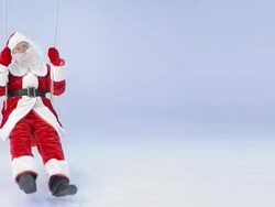 Santa Claus swinging, copy space Stock Footage