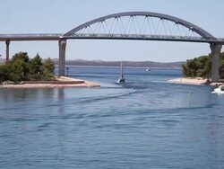 Bridge connecting the Islands Pasman and Ugljan, Kornati National Park Stock Footage