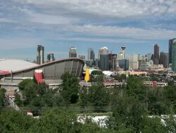 MS View of skyline / Calgary, Alberta, Canada Stock Footage