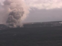 Year 2012 Hawaii volcano national park lava crater tropical travel Stock Footage