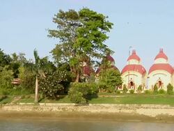 MS PAN  View of Dakshineshwar temple  near hooghly river side / Kolkata, West Bengal, India Stock Footage