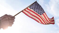 Senior Woman Holding American Flag Stock Footage