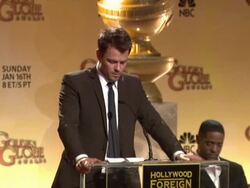 SPEECH: Josh Duhamel announces the 68th Annual Golden Globe Awards nominees at the 68th Annual Golden Globe Awards Nominations at Beverly Hills CA. (Footage by WireImage Video/GettyImages) Stock Footage