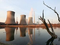 Power plant with dead trees Stock Footage