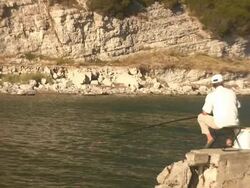 Old Man fishing Stock Footage