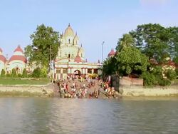 WS View of Dakshineshwar temple  near hooghly river side / Kolkata, West Bengal, India Stock Footage
