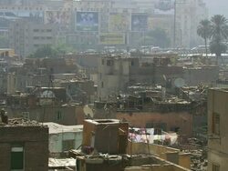 MS Rooftops with parabola / Le Caire, Egypt Stock Footage