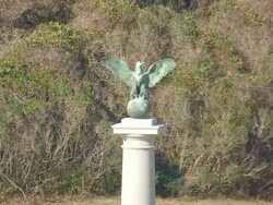 CU AERIAL Statue at Fort Fisher / North Carolina, United States Stock Footage
