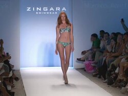 Models walk the runway during the Zingara swimwear 2012 show Stock Footage