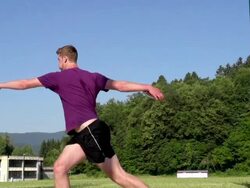 HD: Super Slo-Mo Shot of male discus thrower Stock Footage