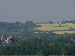WS PAN  Fields to spires of oxford university and christchurch cathedral / United Kingdom Stock Footage