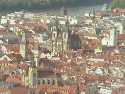 WS AERIAL View of church and castle / Prague, Czech Republic Stock Footage