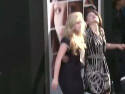 Joey King and Sierra McCormick at the "If I Stay" Los Angeles Premiere Stock Footage