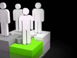 Animated People Concept Loop - Green Jigsaw Piece (Black BG) Stock Footage