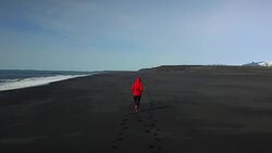 Young athlete woman running at the Iceland. Stock Footage