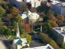 MS AERIAL Shot of State capitol building / North Carolina, United States Stock Footage