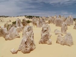 WS PAN View of pinnacles in desert / Cervantes, Western Australia, Australia Stock Footage