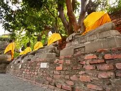 Old Buddha Statues at Historical Park of Ayutthaya, Thailand Stock Footage