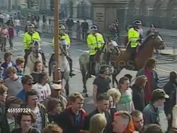 Mounted Police Moving Anti-Poll Tax Protesters News Clip