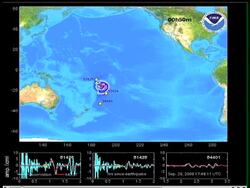 Disaster officials rushed food, medicine and a temporary morgue to the Samoas on Wednesday after a powerful earthquake unleashed a tsunami that flattened villages and swept cars and people out to sea. News Clip