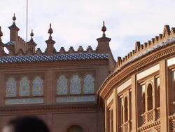 MS Top part of Plaza de Toros / Marid, Spain Stock Footage
