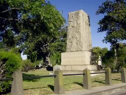 WS B&W monument with graveyard / Melbourne, Victoria, Australia Stock Footage