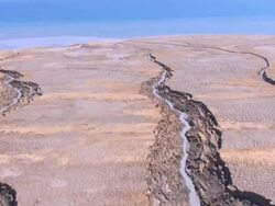 Aerial the Dead Sea in the Judea Desert, Einot Tsukim, Israel Stock Footage