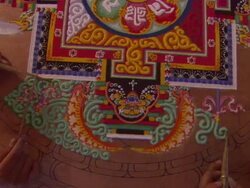MS ZI ZO Sandy mandala being made into art piece / Kathmandu, Central Region,Nepal Stock Footage