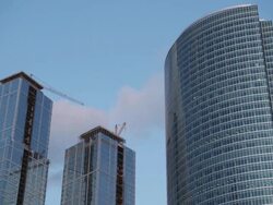 MS TD Moscow International Business Centre under construction / Moscow, Russia Stock Footage