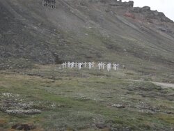 The cemetery in Longyearbyen, the capital of the Norwegian Svalbard archipelago Stock Footage