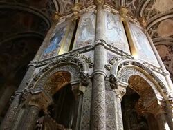 Tomar, Convent of the Order of Christ (Convento de Cristo), Charola, Romanesque Templar church, 12th century Stock Footage