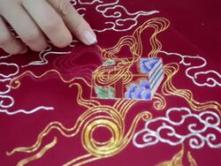 embroidery , close up Stock Footage