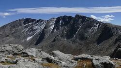 Time lapse clouds Mount Evans from Spalding Rocky Mountains Colorado Stock Footage
