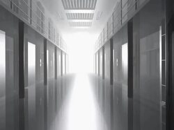 Escaping Prison Cell to White Light Stock Footage
