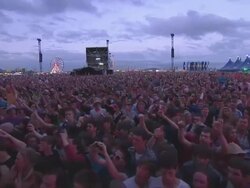 M/S EXT Concert Crowd Festival Sunset Stock Footage