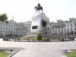 Statue of San Martin in Lima, Peru News Clip